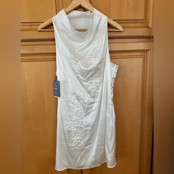 Nolita Embroidered Stretch Satin Mini Dress - Picture 6 of 9